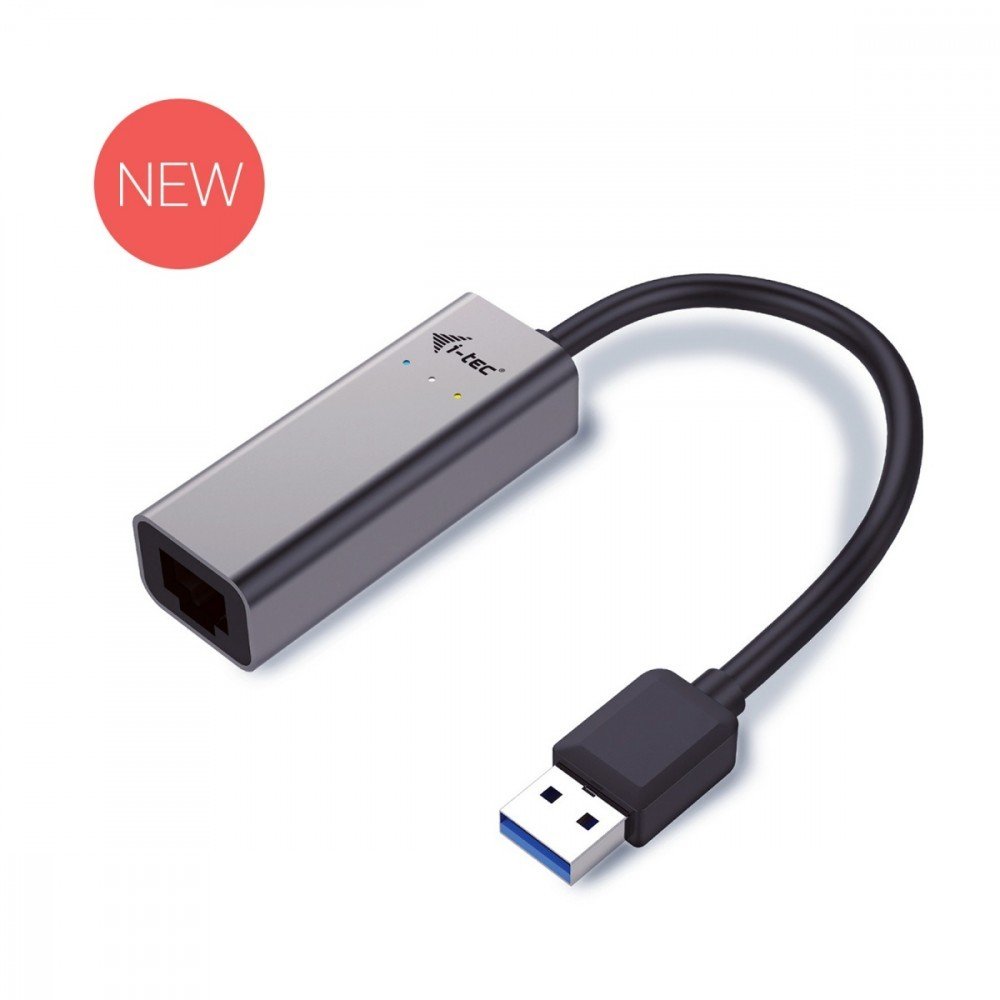 i-Tec Pretec I-TEC USB 3.0 Metal Gigabit Ethernet Adapter 1x USB 3.0 to RJ-45 LED for Notebook Tablet PC Windows Mac Linux Android U3METALGLAN