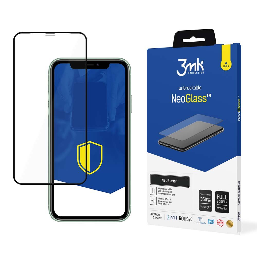 3MK Szkło NeoGlass 8H do Apple iPhone 11 XR niepękające Black 7710X1