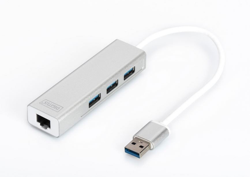 Digitus HUB/Koncentrator 3-portowy USB 3.0 SuperSpeed z Gigabit LAN adapter (1_639712)