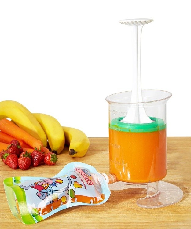 Fill'n Squeeze Fill'n Squeeze, Zestaw rozszerzony z saszetkami do karmienia dzieci i szczoteczką