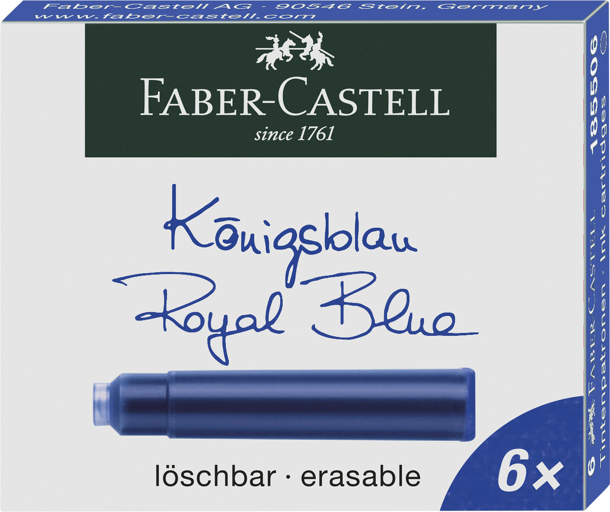 Faber Castell Naboje krótkie, wymazywalne - niebieskie / 6 185506