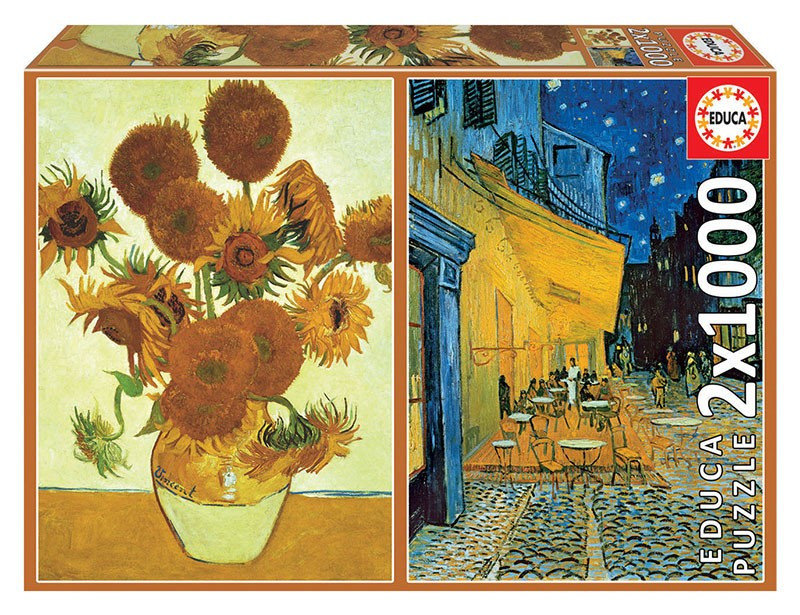 Educa Puzzle 2x1000 elementów Słoneczniki + Kawiarnia V.Van Gogh