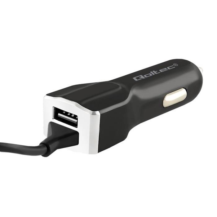 Qoltec Ładowarka samochodowa 12-24V | 5V | 3.4A | USB + kabel USB typC 50142