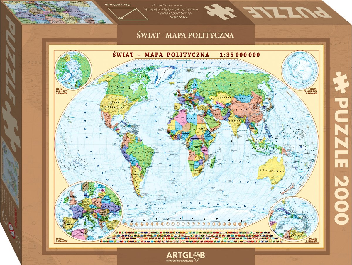 Lider Serwis Zbigniew Raszka Puzzle 2000 Świat polityczny mapa 1:35 000 000