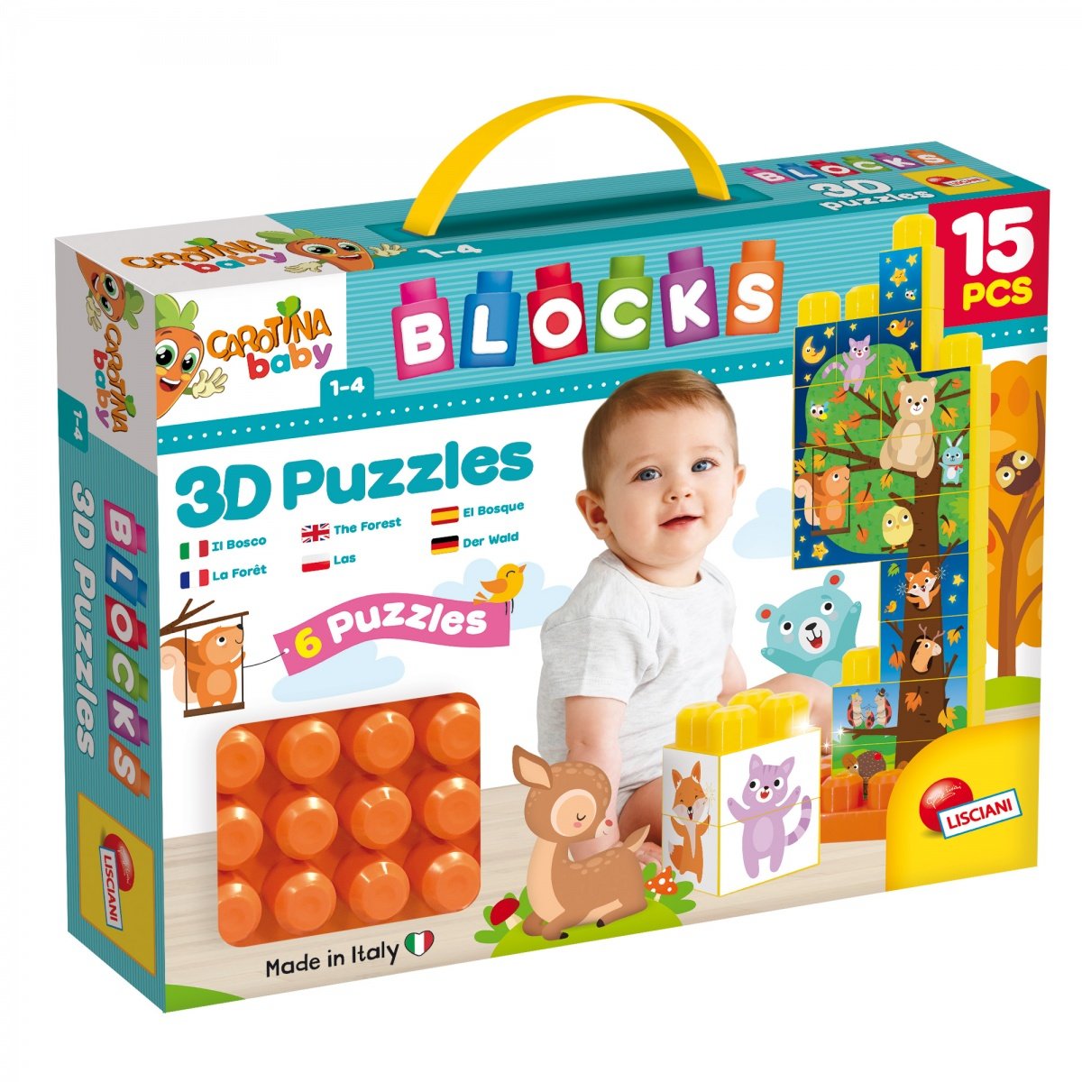 LISCIANI GIOCHI Carotina Baby klocki z obrazkami 15 elementów 79957 LISCIANI