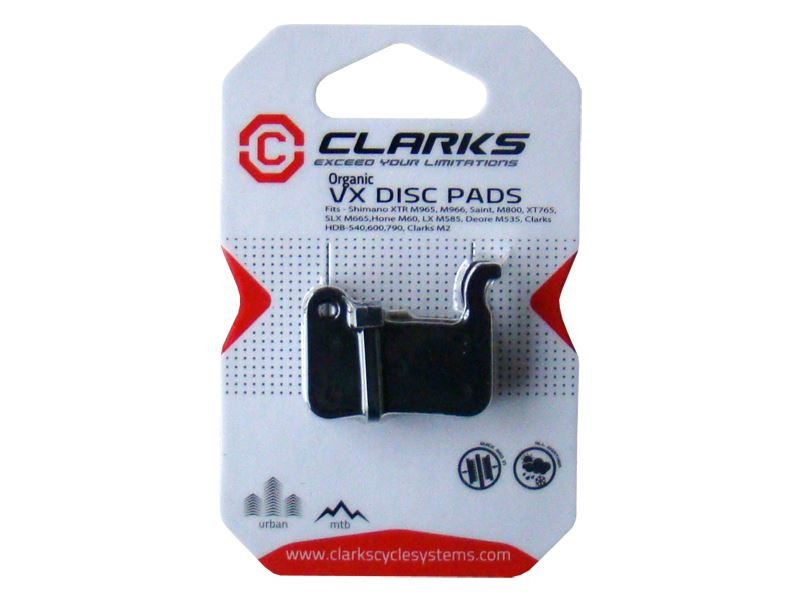 Clarks Okładziny hamulcowe CLARK'S SHIMANO (XTR M965, M966, Saint M800, XT 765, SLX M665, Hone M60, LX M585, Deore M535) organiczne pudełko 20 par A-CLA-VX824C-DP-ST