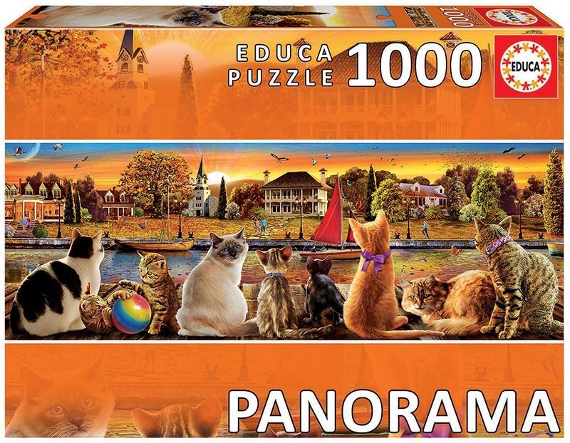 Educa 18001 - Koty na pikniku - Panorama 1000 części Puzzle