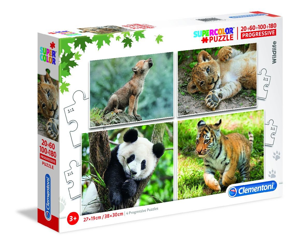 Puzzle Supercolor Progressive Wildlife 20+60+100+180