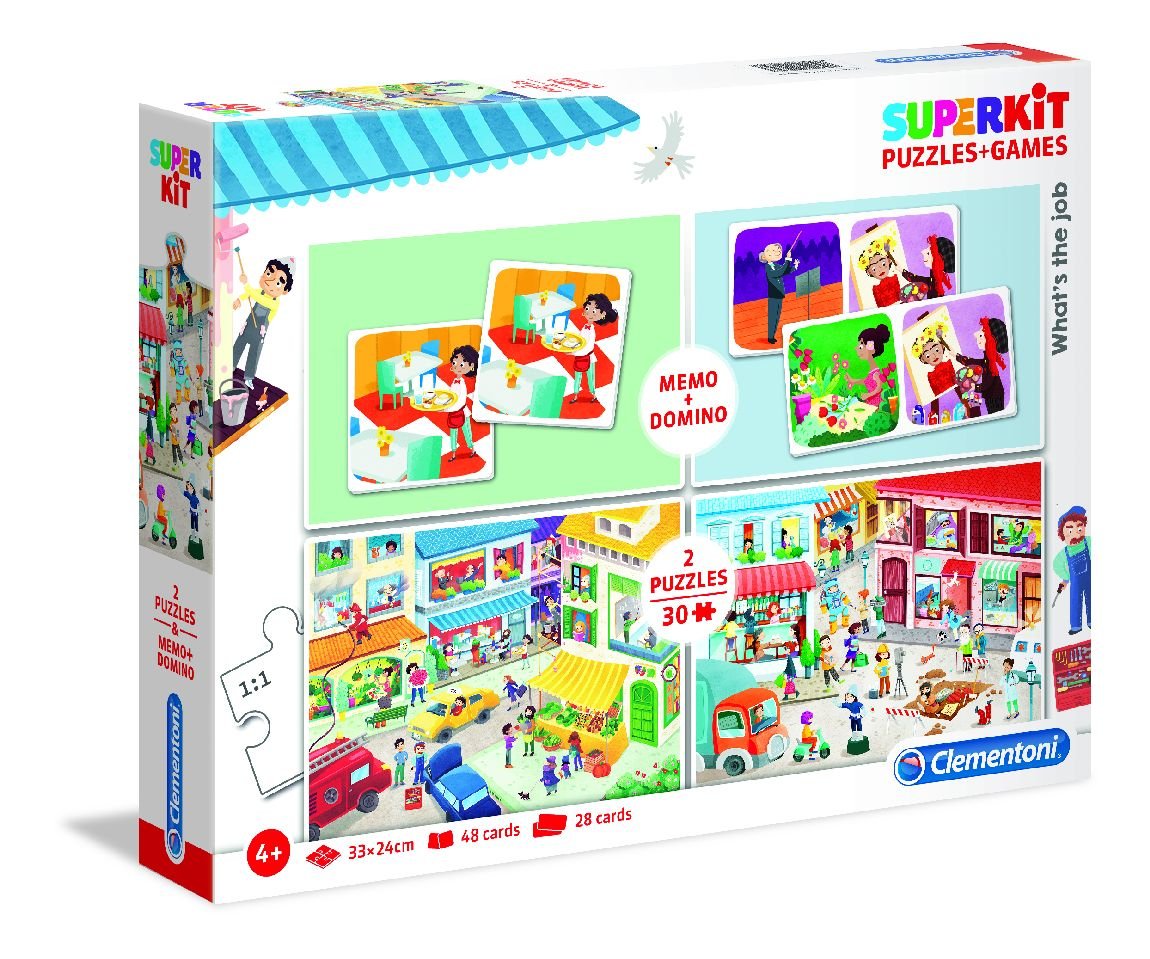 Clementoni Puzzle Superkit 2x30 +memo +domino What's my job$20