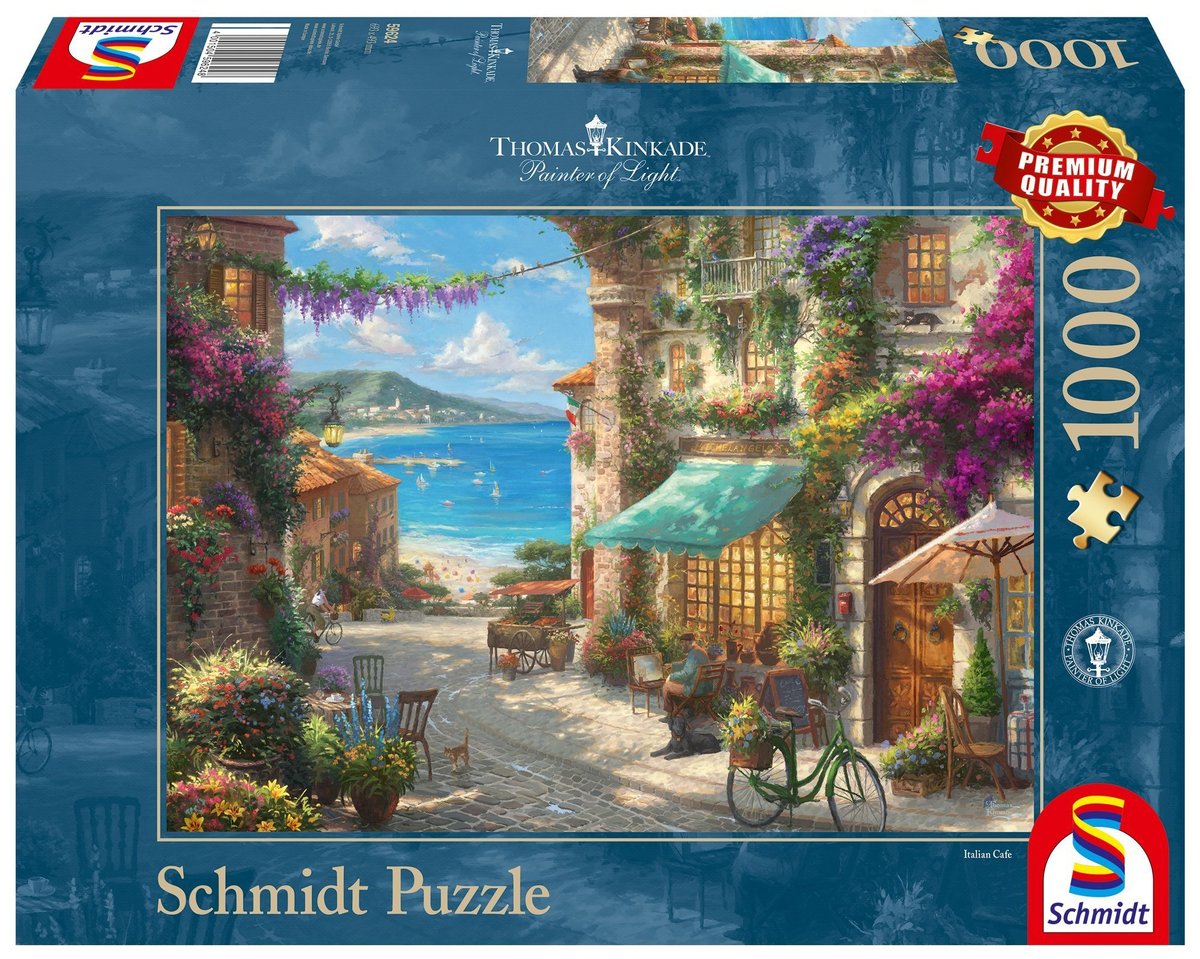 Schmidt Spiele 59624 Thomas Kinkade, Café an der italienischen Riviera, puzzle 1000 elementów, kolorowe