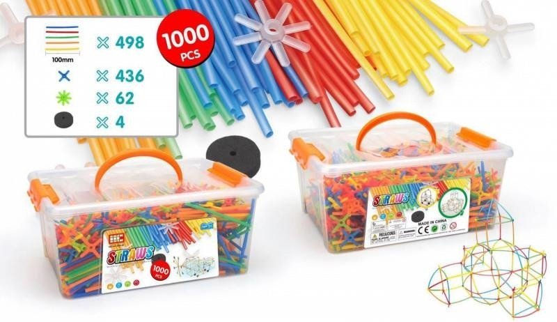 Askato Klocki słomki MIDI 1000 elementów