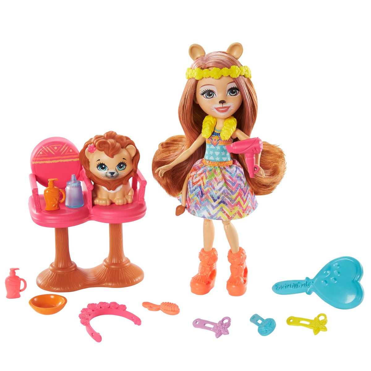 Mattel Enchantimals Salonik urody Lacey Lion Lalka Lew GTM29 GTM29