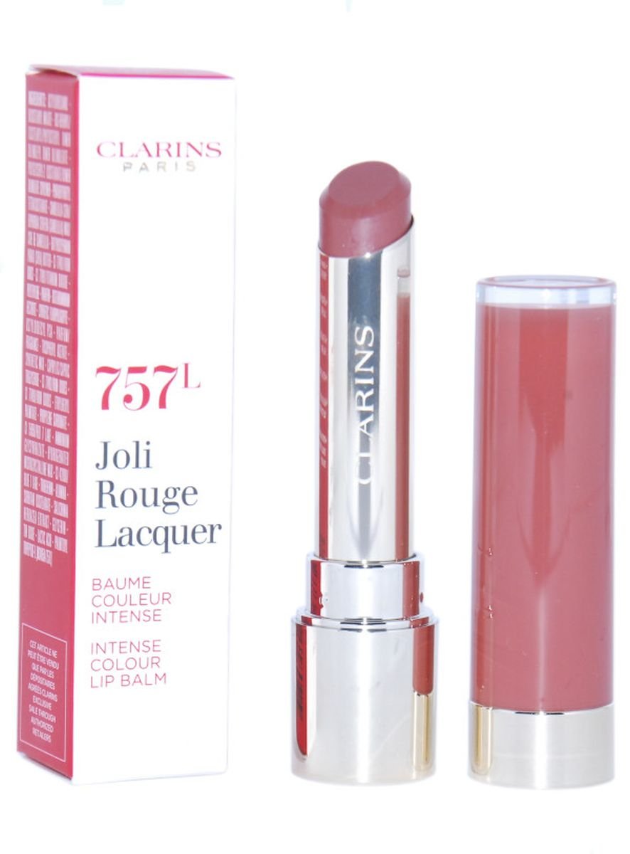 Clarins Joli Rouge Lacquer Intense Colour Lip Balm 3g, Lakier (balsam) do ust 757L nude brick