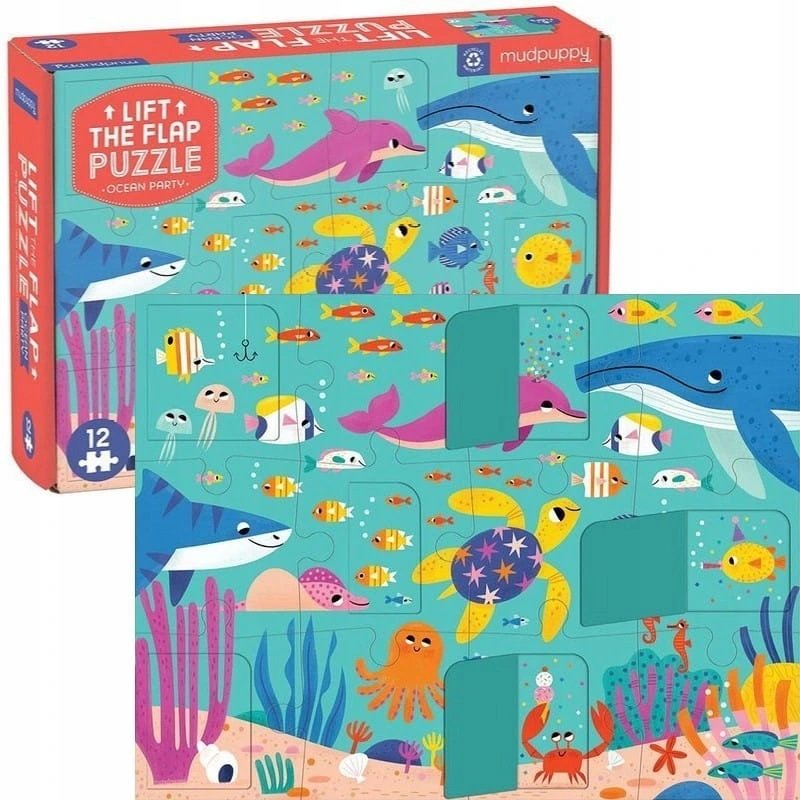 Mudpuppy Puzzle z Okienkami Przyjęcie w Oceanie 12 Elementów 2+