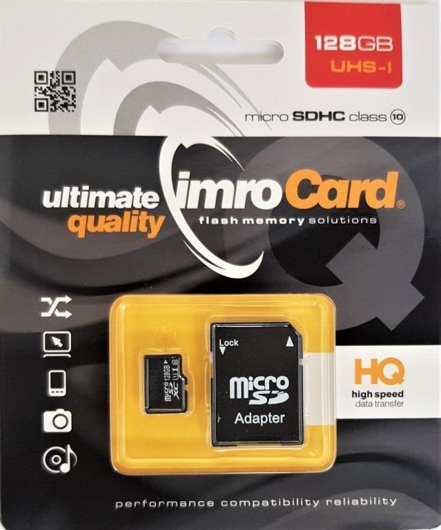 IMRO Zestaw kart pamięci 10/128G UHS-I ADP (128GB; Class U1; + adapter) 10/128G UHS-I ADP