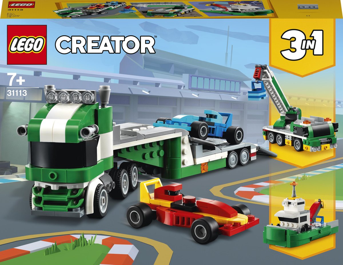 LEGO CREATOR 3w1 LAWETA Z WYŚCIGÓWKAMI 31113