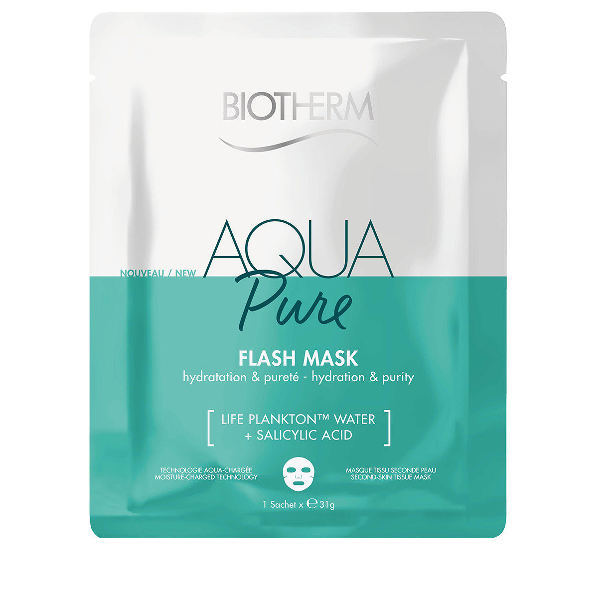 Biotherm Aqua Pure Flash Mask oczyszczająca maseczka w płachcie do twarzy 31 g 3614273010115