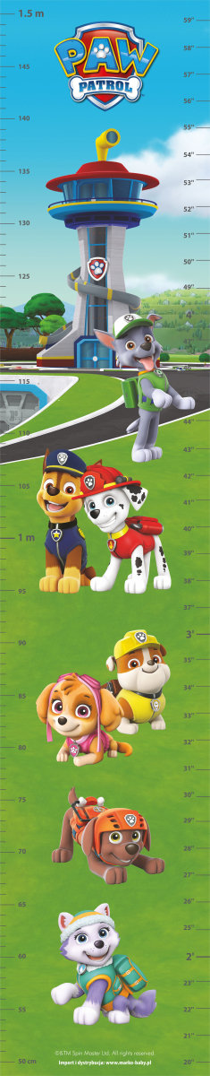 Naklejka dla dzieci Miarka wzrostu Psi Patrol 20 x 50 cm