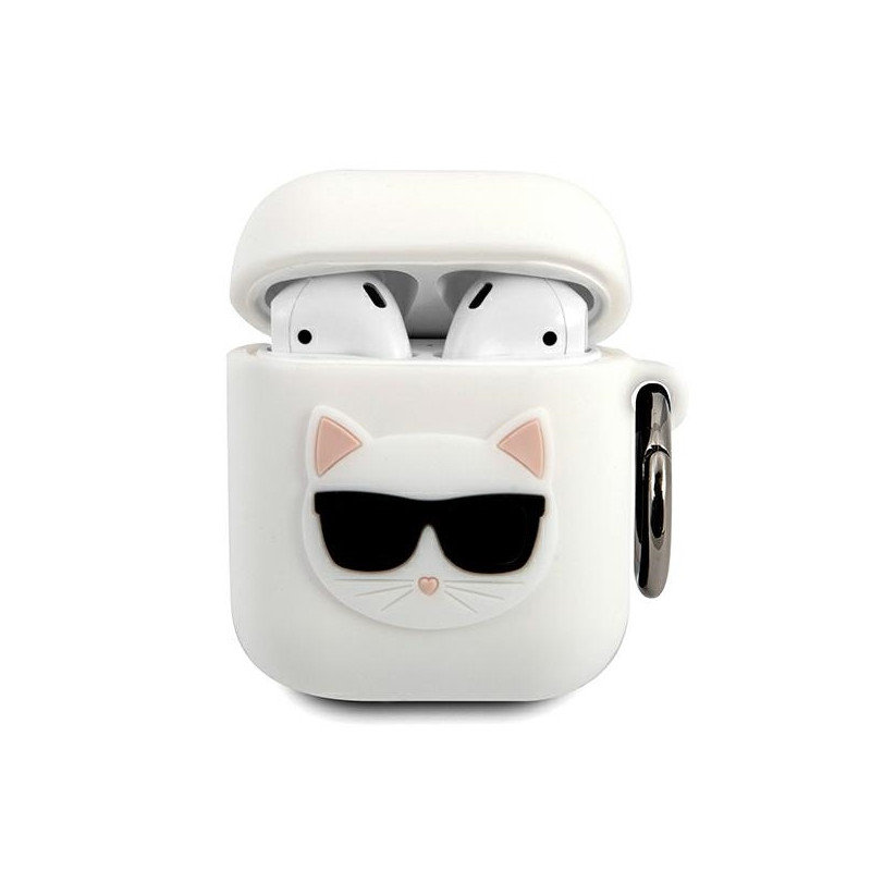 Karl Lagerfeld Karl Lagerfeld KLACA2SILCHWH AirPods cover biały/white Silicone Choupette KLD481WHT