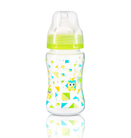 BabyOno BabyOno Butelka szerokootwrowa 240ml niebieska ptaszki 403)