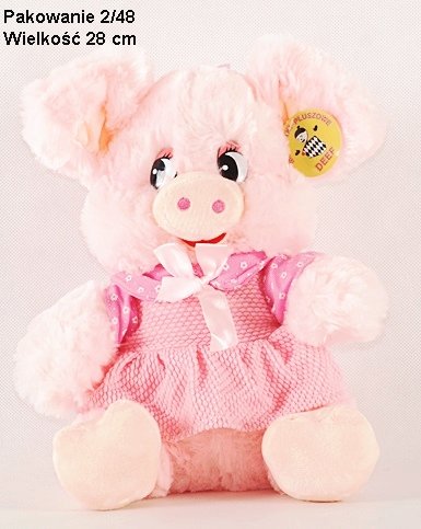 Plusz Świnka różowa w sukience 30cm (DEEF 57470)