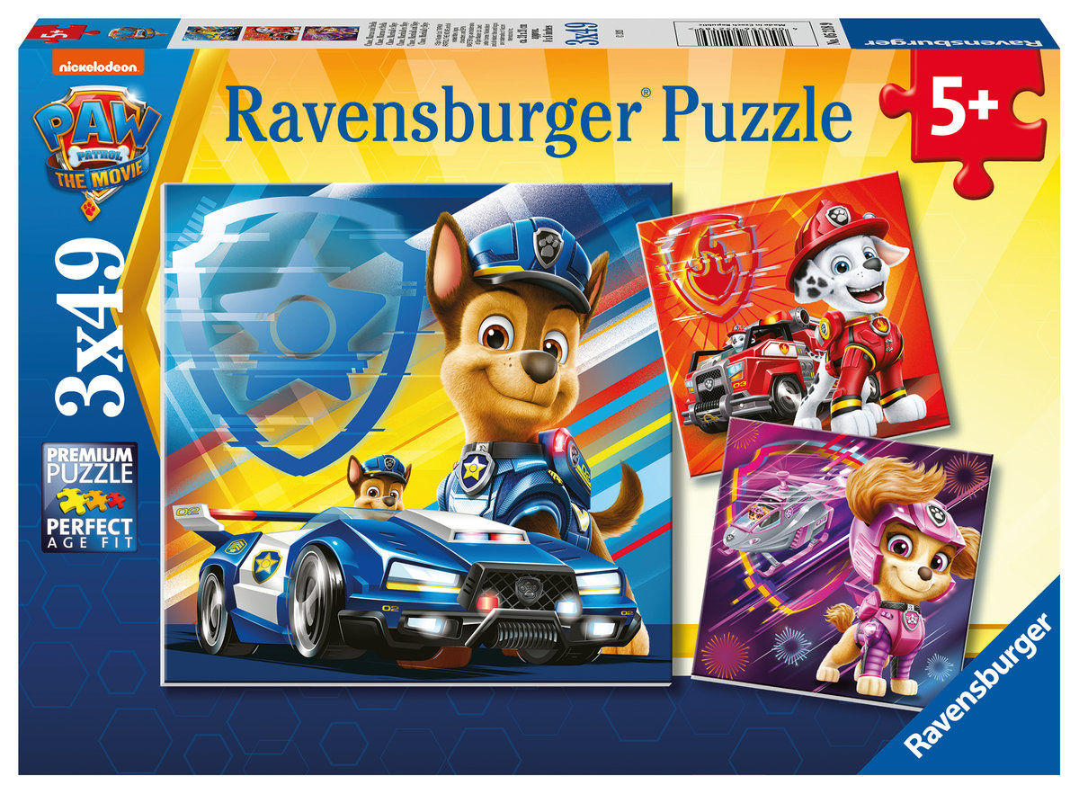 Ravensburger Psi Patrol film 3 x 49 35 elementów puzzle dla dzieci w wieku od 5 lat 5218