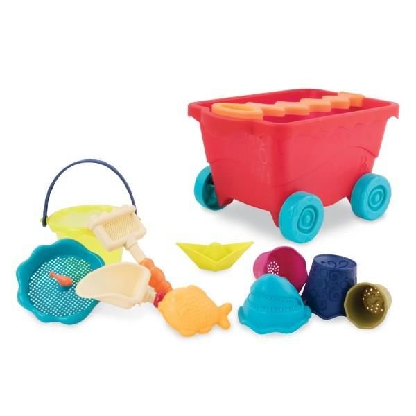 B.Toys B Toys Wavey Wózek-wagon z akcesoriami plażowymi Czerwony transparentny 18m+ 29982-uniw