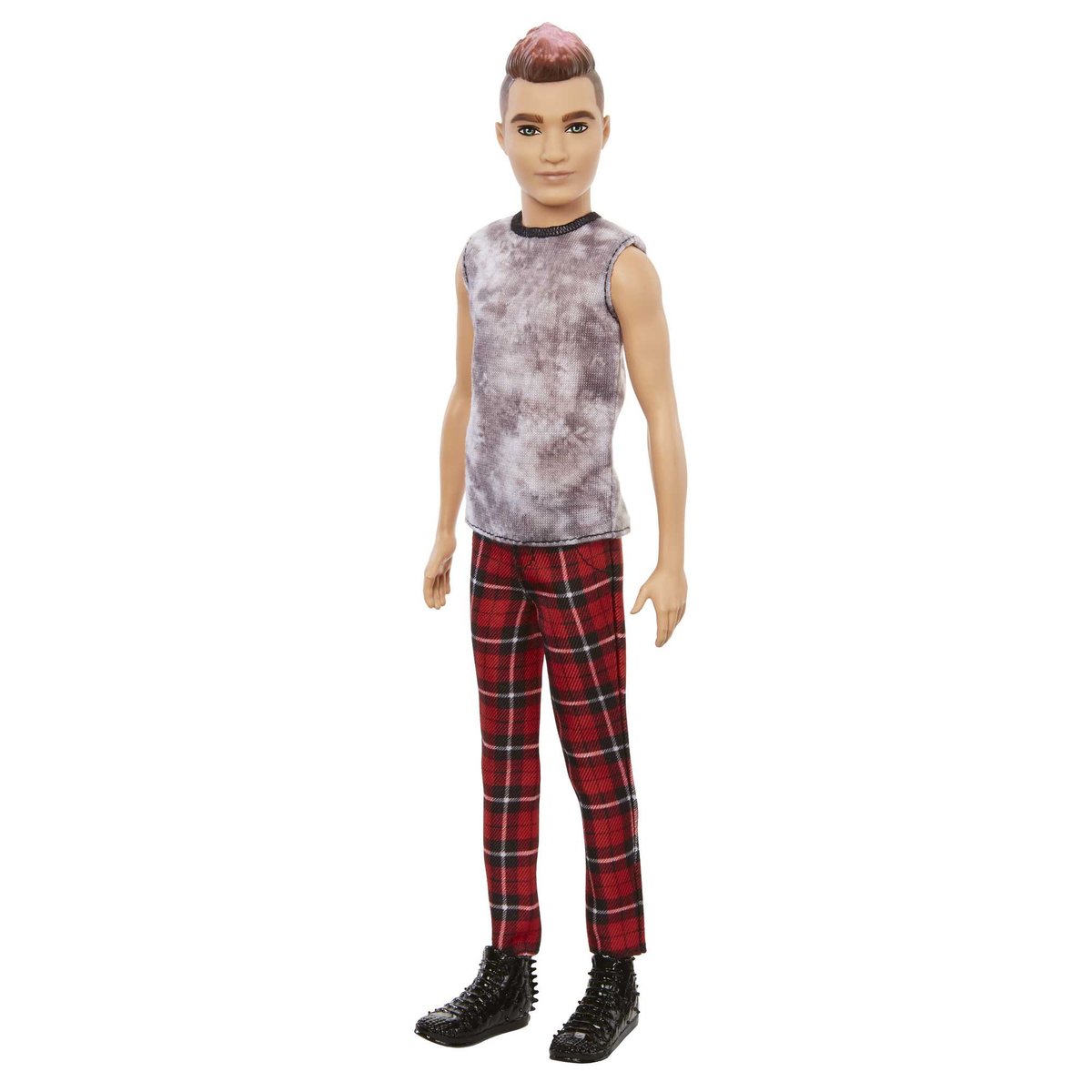 Mattel Lalka Barbie Fashionistas Ken Spodnie czerwona kratka GXP-783783