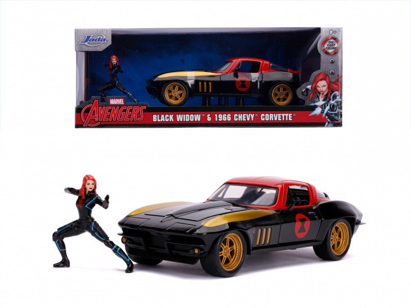 Dickie Toys Auto Marvel Black Widow Chevy 1966 1:24