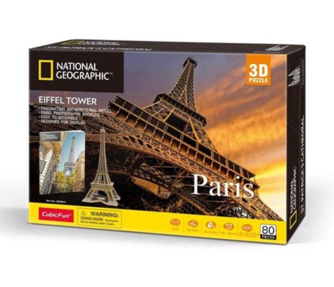Cubix Fun, National Geographic, puzzle 3D Paryż, 80 elementów