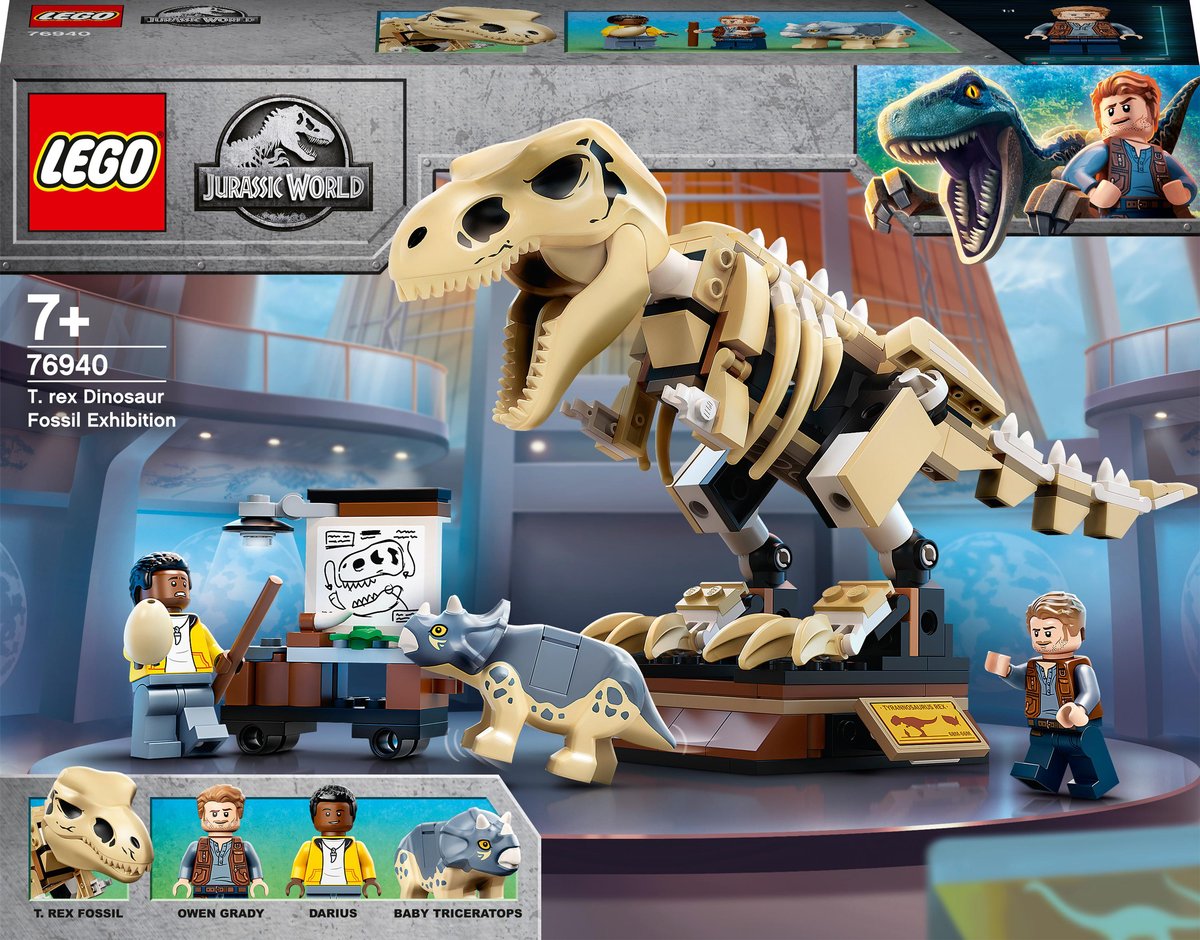 LEGO Zestaw konstrukcyjny Jurassic World Wystawa skamieniałości tyranozaura (198 elementów) 76940
