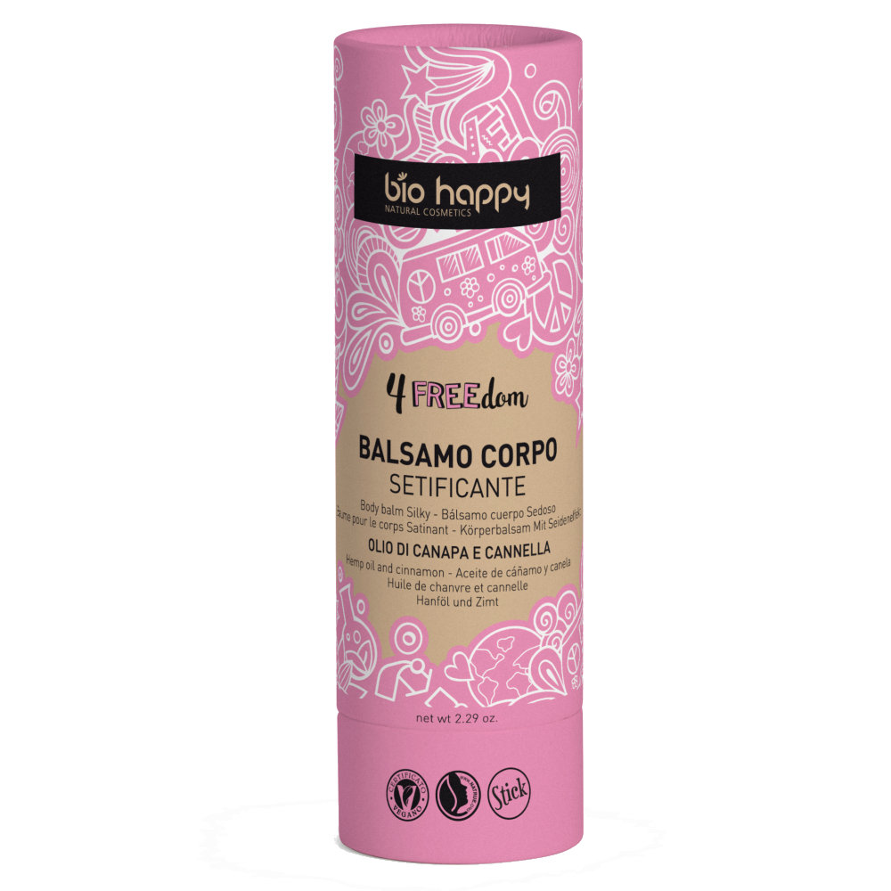 Bio Happy Happy Pielęgnacja ciała Jedwabisty balsam do ciała w sztyfcie Olej Konopny & Cynamon 65.0 g