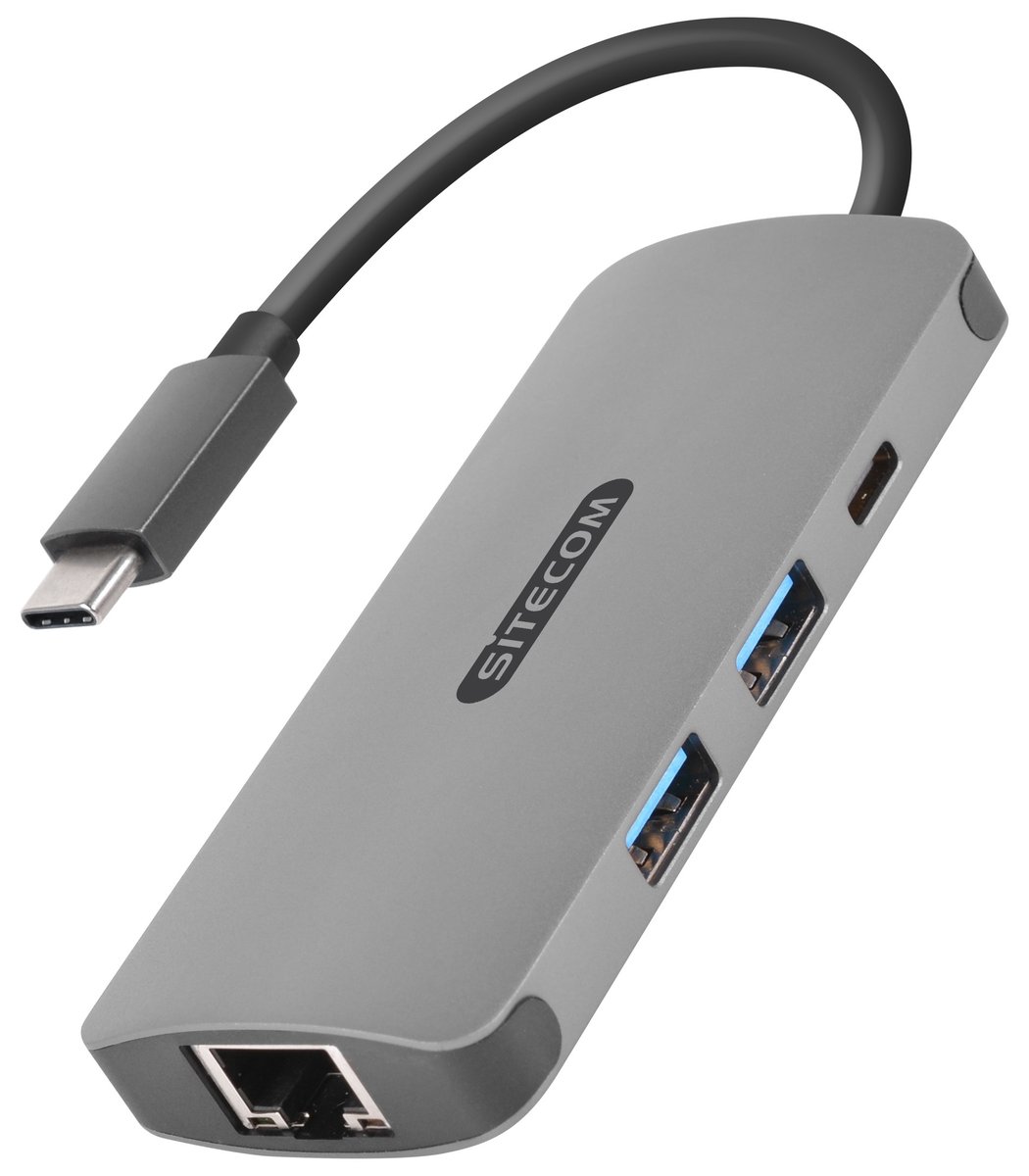 Sitecom adapter USB-C na gigabit LAN - z USB-C do zasilania 2 porty USB 3.0 CN-378