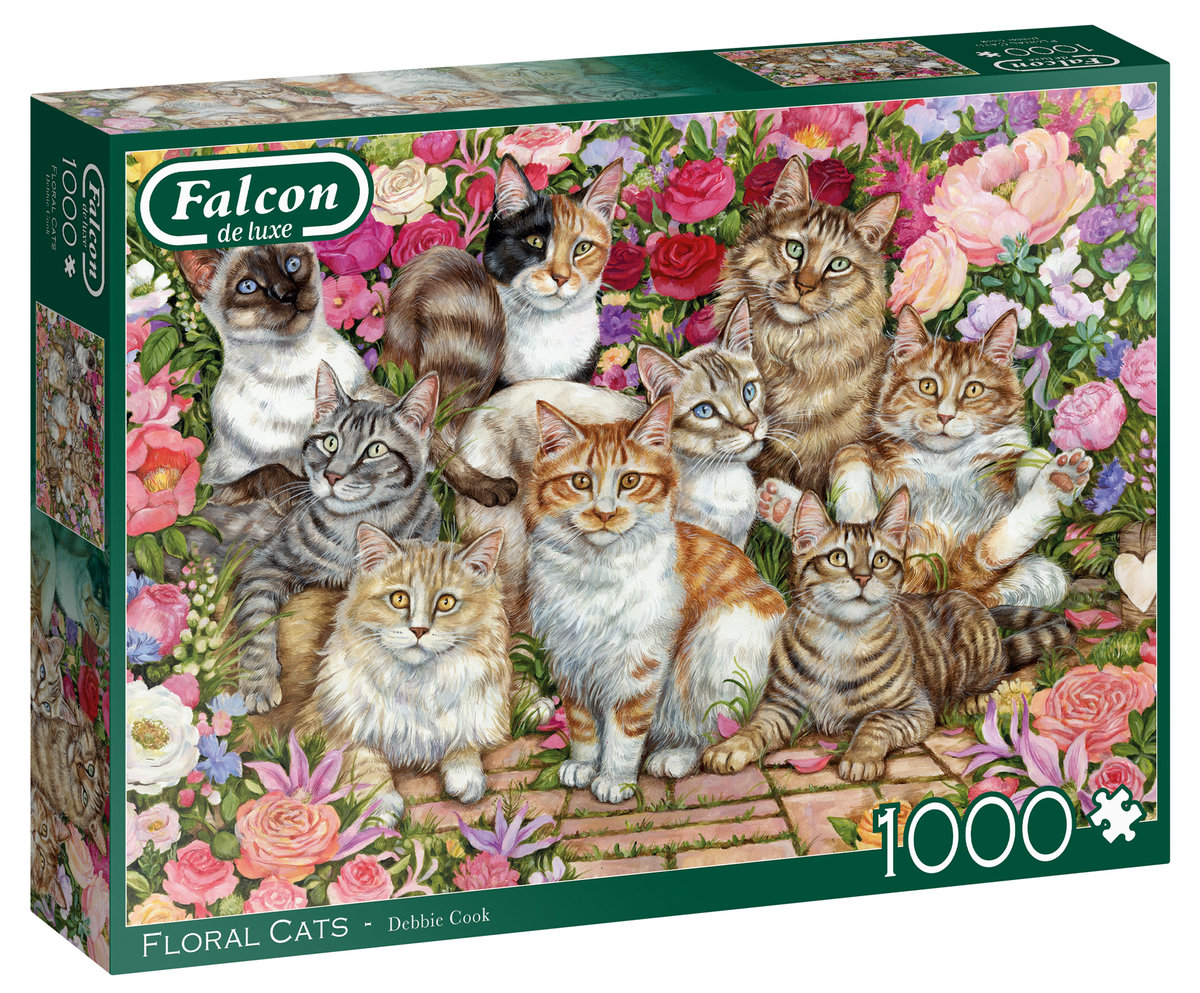 Jumbo Puzzle 1000 Falcon Koty i kwiaty G3