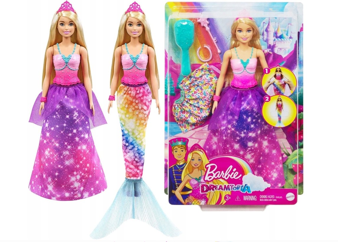 Mattel Barbie Dreamtopia 2in1 Księżniczka Syrenia Przemiana GTF92 GTF91