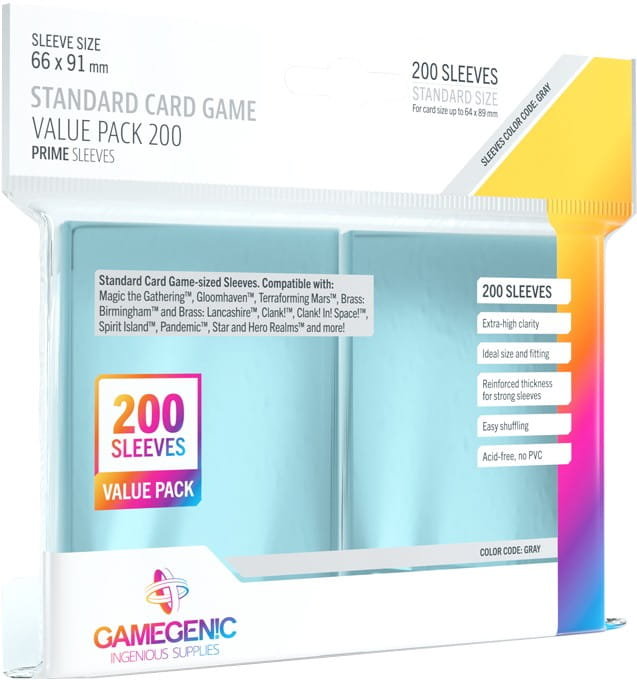 Gamegenic Gamegenic Prime Value Sleeving Pack 66x91 mm 200 sztuk Clear 2002700