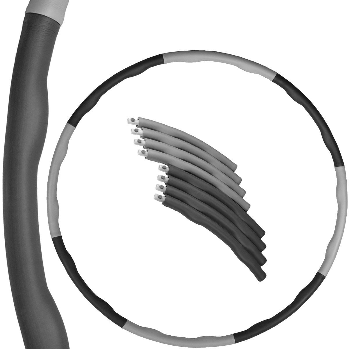 EB Fit, Hula hop z masażem neoprenowym, szary 95cm