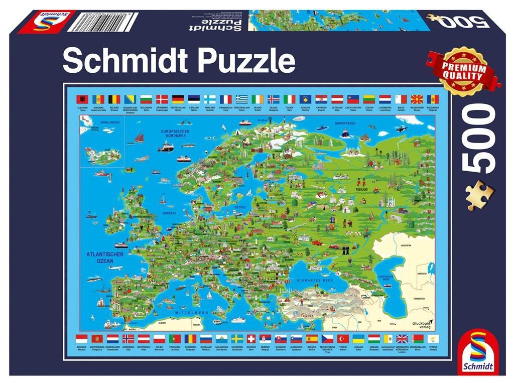 Schmidt Spiele 58373 puzzle do gier w Europie, 500 elementów, kolorowe