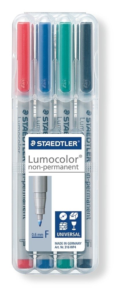 Staedtler Flamaster suchościeralny LUMOCOLOR OHP F 4 kolory w etui STA017