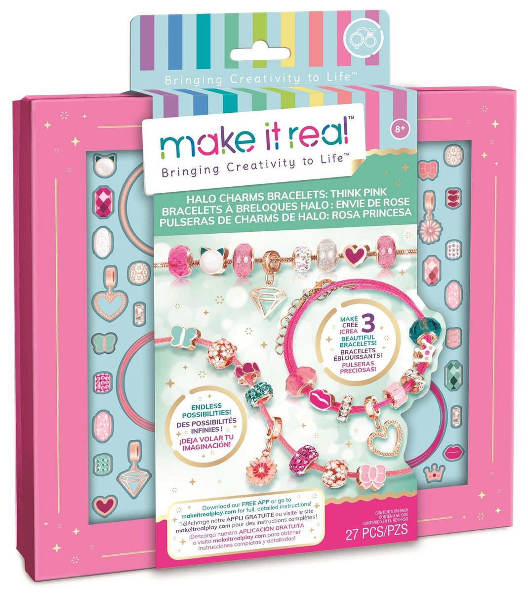 Make it real Zestaw do tworzenia bransoletek Halo Charms Think Pink