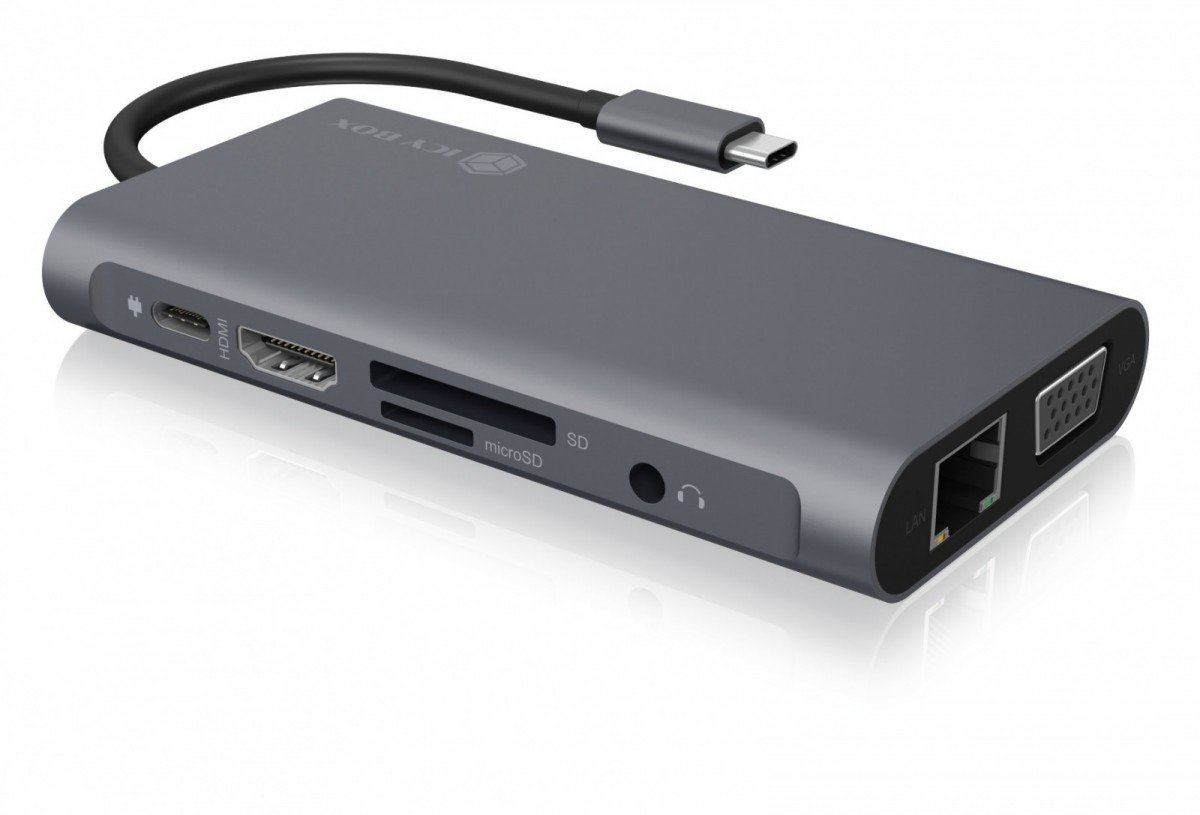 Icy Box IcyBox Stacja dokująca USB Type-C 3xUSB HDMI 4k@30Hz VGA SD/microSD