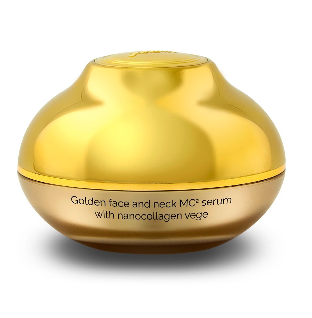 Hiskin Hiskin Skin Led Golden Face And Neck Serum with Nanocollagen Vege refill 30ml kolagenowe złote serum do twarzy z mikromasażerem