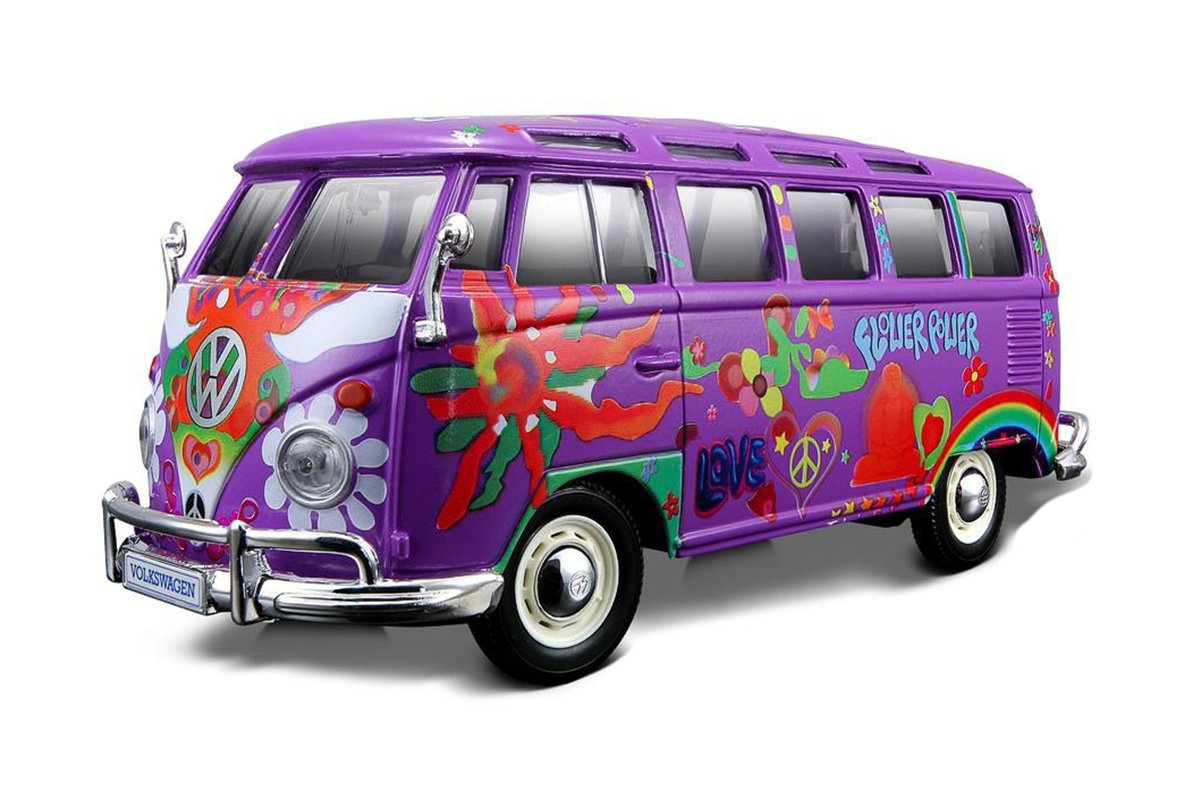 Maisto, Volkswagen, samochód zdalnie ssterowany Hippie Van Samba, 1/25, fioletowy, 32301