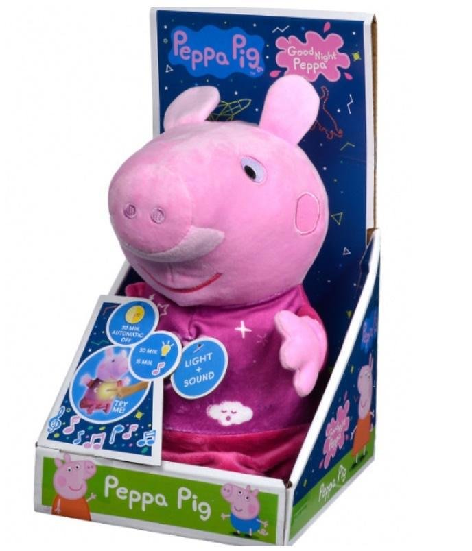 Świnka Peppa Maskotka z kołysanką i lampką 25cm Nowa