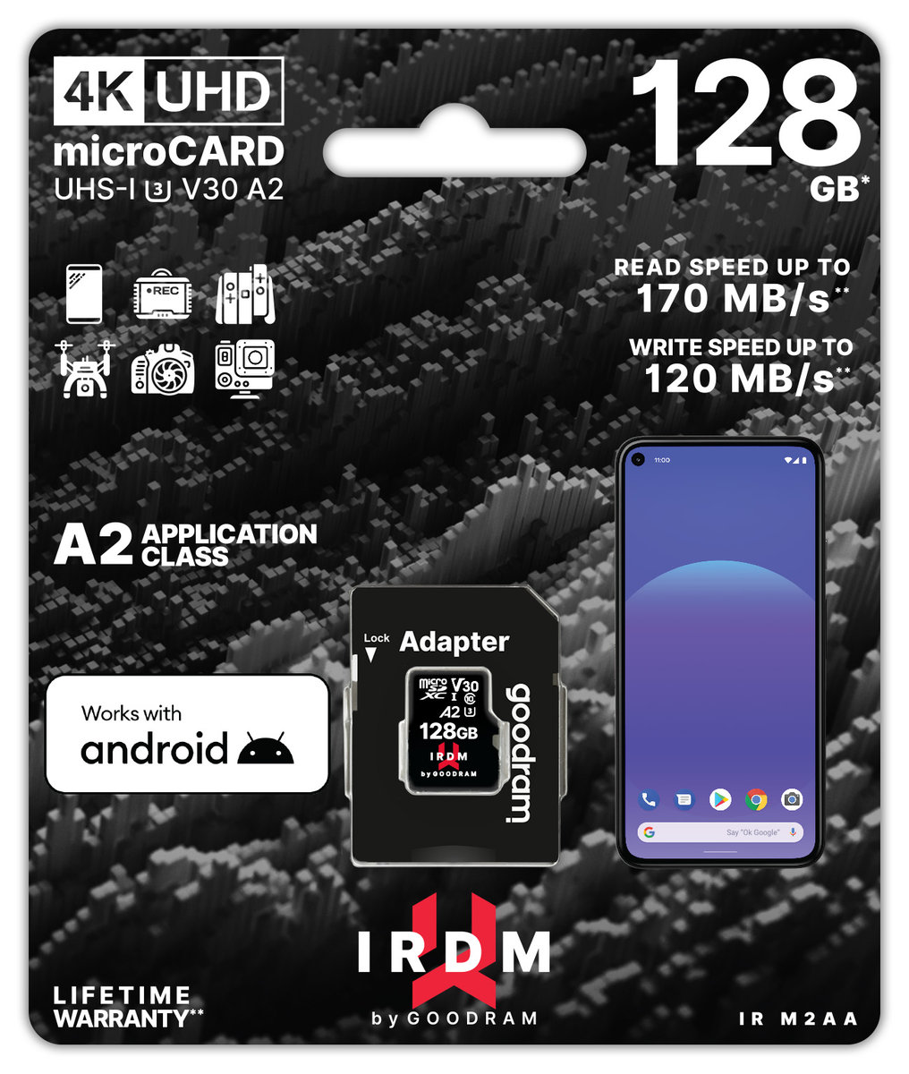 Goodram IRDM M2AA MicroSDXC 128GB UHS-I/U3 A2 V30 IR-M2AA-1280R12 IR-M2AA-1280R12