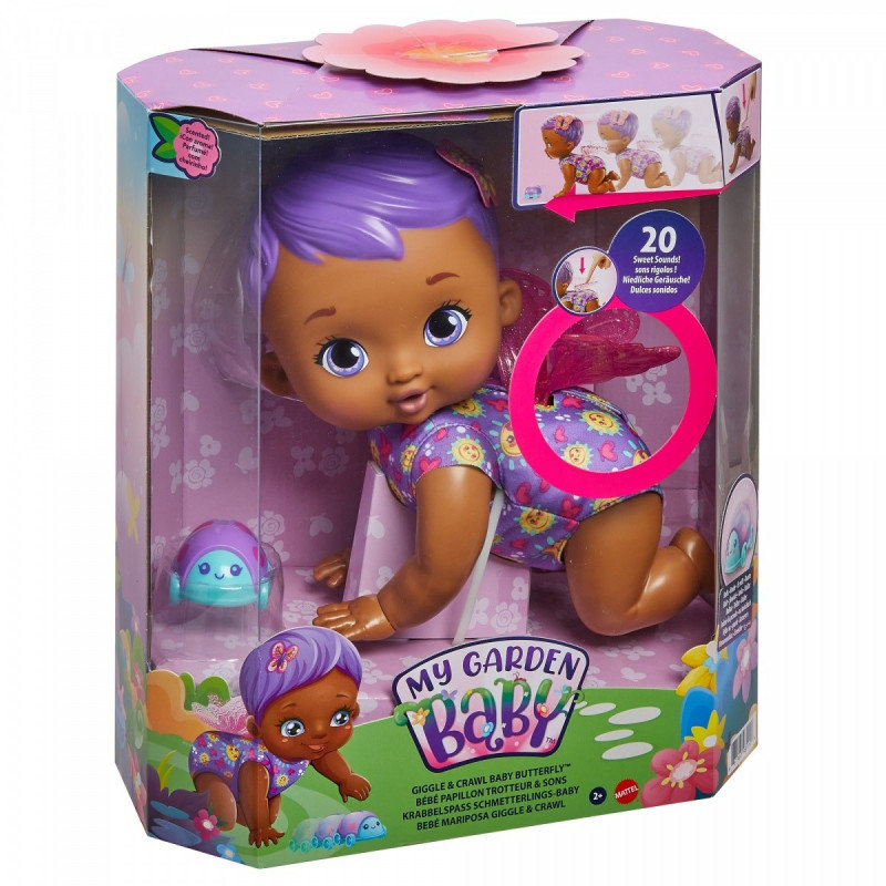 Mattel Lalka My Garden Baby Raczkujący Bobasek-Motylek fioletowa GXP-798725