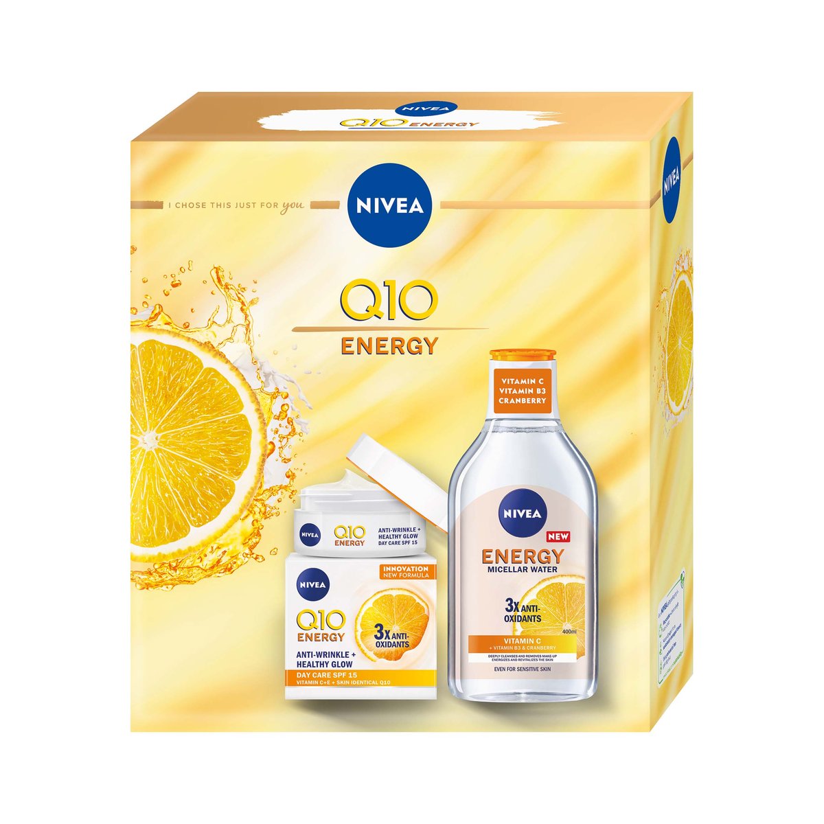 Nivea Zestaw Women Q10 Energy a'2 Przeciwzmarszkowy krem na dzień 50 ml + Płyn micelarny 400 ml 349732