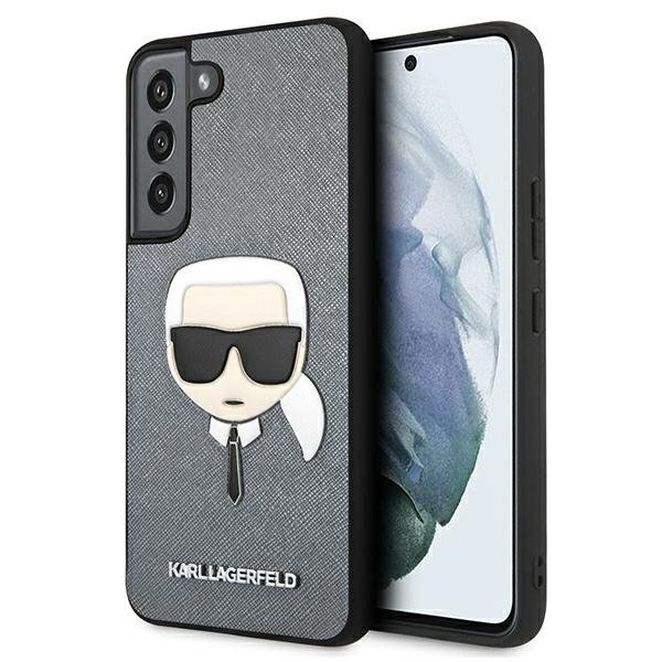 Karl Lagerfeld Etui HC Saffiano Ikonik Head Galaxy S22, srebrne KLHCS22SSAKHSL