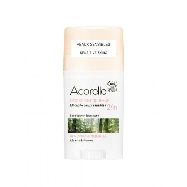 Acorelle Organiczny dezodorant w sztyfcie z ziemią okrzemkową Spices Wood ECOCERT 45g 3700343040882