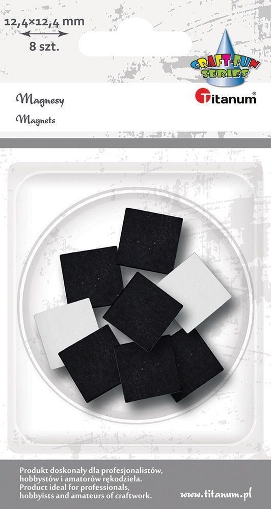 Magnesy samoprzylene kwadratowe 12,4x12,4mm 8szt - Titanum